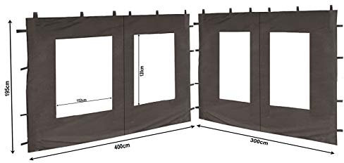 QUICK STAR 2 Pannelli Laterali in PE con Finestra 300x195cm / 400x195cm per Padiglione 3x4m Parete Laterale Antracite RAL 7012