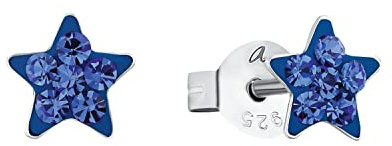 AMOR - Kinder Ohrringe 925 Silber - mit Kristallglas - Stern Ohrstecker - AMR-EG0004