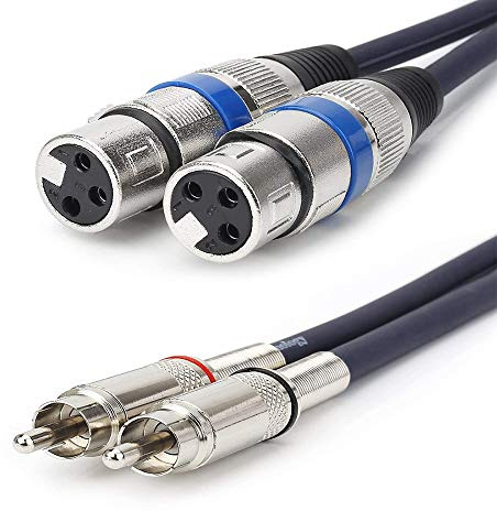 HTRUIYATY 2 × XLR-Kabel weiblich auf 2 × Cinch-Kabel, HiFi, Audiokabel, Adapter, XLR, Mikrofon, Audiokabel, Verstärker (5 m)