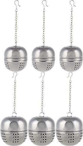 Metal Loose Leaf Tea Mesh Ball - Pack of 6 - Large Tea Teapot Infusers - Stainless Steel Tea Maker Infuser for Travel - Tea Accessories