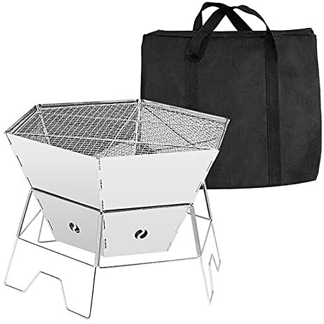 caihuashopping Picknick-Grill Outdoor Edelstahl Faltkohle BBQ Grill Machen Leichte Stahl Mesh Grill Grill Camping Grill für Outdoor Camping Kochen Backpacking Party Kleiner Grill
