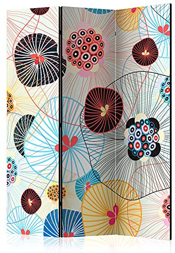 murando Raumteiler Foto Paravent Abstrakt Blumen 135x172 cm beidseitig auf Vlies-Leinwand Bedruckt Trennwand Spanische Wand Sichtschutz Raumtrenner Design Natur Botanik Pflanzen bunt b-C-0475-z-b