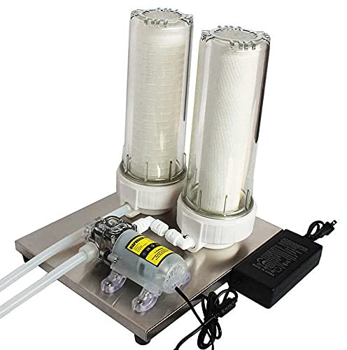 Fermtech Mini 2 Home Pro 10 Inch Cartridge Dual Liquid Filter System, Stainless Steel Wine Beer Mead Kombucha Filter Machine, Mini Jet Hydraulic Filtering Filtration Technology No Spill System
