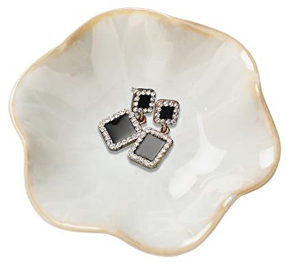 Piatto di gioielli in ceramica, vassoio per gioielli a foglia, vassoio per chiavi, piccolo anello porta piatti per gioielli piatto vassoio per comodino decorazione per tavolo ingresso