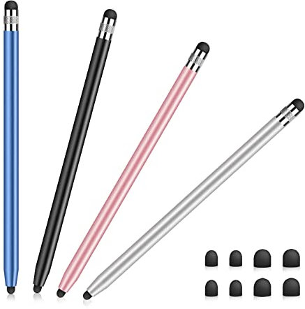Mixoo Touchscreen Stift 4 Stück Stylus Pen, 2-in-1 Stift für Tablet Universal Gummi Touch Pen für alle Tablets/Smartphone, kompatibel mit Samsung/iPad/Android/IOS