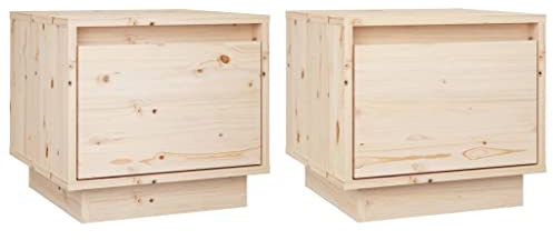 vidaXL 2X Nachttisch mit 1 Schublade Nachtschrank Nachtkonsole Nachtkommode Schlafzimmer Schrank Kommode 35x34x32cm Massivholz Kiefer