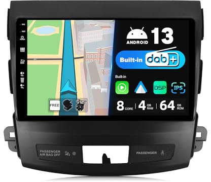 JOYX – Android 10 bilradio passar Mitsubishi Outlander (2008–2015) – Inbyggd DAB/DSP/Carplay/Android Auto – [4G +64G] – Kamera MIC gratis – 9 tum 2 Din – SWC 4G WiFi BT Fast-Boot 360-kamera