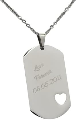 Hanessa Personalisierte Kette mit Gravur Edelstahl 45-60 cm mit Anhänger Dog Tag in silber - Personalisierte Halskette für Frauen - Personalisierter Schmuck Damen