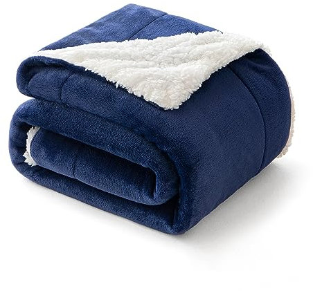 MIULEE Kuscheldecke Flauschig Decke Fleecedecke Wohndecken warm Sherpa Sofaüberwurf Decke Flauschig Überwurf Mikrofaser Tagesdecke Für Bett Sofa Schlafzimmer Büro 130x150 cm Dunkelblau
