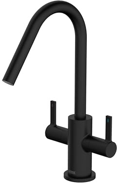 Bristan Cashew Kitchen Tap, Black, CSH EFSNK BLK | Modern Design, Swivel spout, Top fix EasyFit installation, Dual lever operation, Kitchen mixer tap, Lifetime Cover