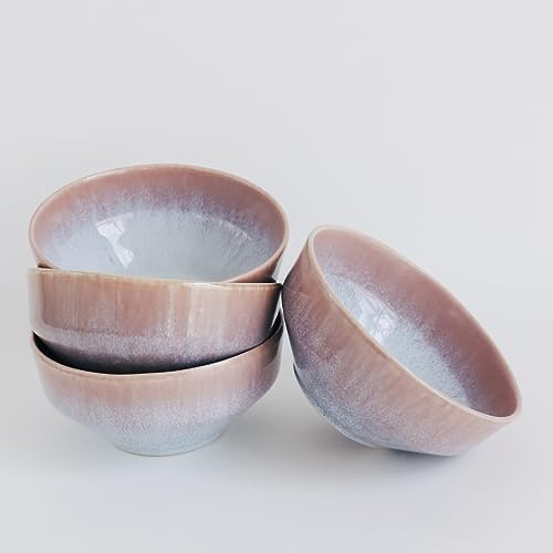 NAKOA Keramik Müslischale 4er Set I Handgefertigtes Steingut-Geschirrset I Hochwertige Keramikschalen I Salatschüsseln Bowl Set I Langlebig & Spülmaschinenfest I Modernes Design I 15,5 x 7 cm