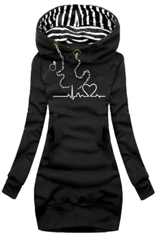 FRESQA Femmes Mode à Manches Longues Robes à Capuche Automne Hiver Robe Pull à Capuche Coupe ajustée Pulls Sweat-Shirt Long
