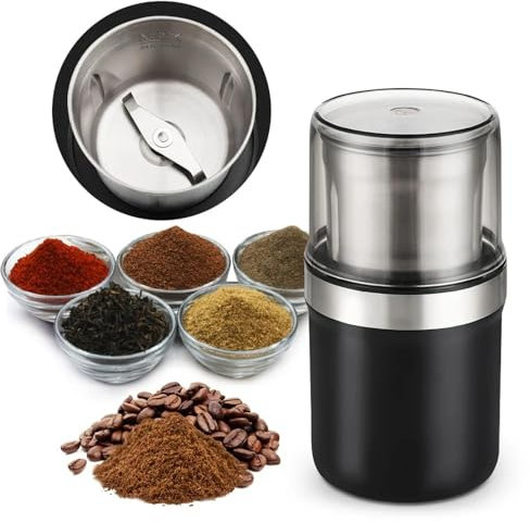 OLiWia Molinillo de café eléctrico Nueces de Cereales para el hogar Máquina de Molino de Frijoles de Especias Cuchilla trituradora de Cocina Multifuncional portátil