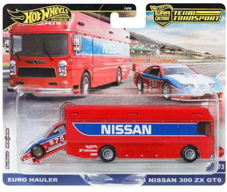 Hot Wheels - Premium Car Culture Team Transport - Euro Hauler (94 Nissan 300 ZX GTS) /Toys