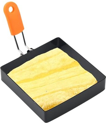 Stampo quadrato per uova, set di anelli per uova, per friggere le uova, anello quadrato con manico in silicone, anelli per uova antiaderenti in acciaio inossidabile per modellare muffin Vllold