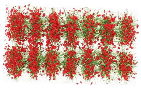 OUNONA Realistische Simulation Blüten-Cluster Miniatur DIY Sandtisch Dekor Rote Pflanzengruppen Für Modellbau Landschaft Für Architekturmodelle Mini-gartenszenen Und Bahnlayout