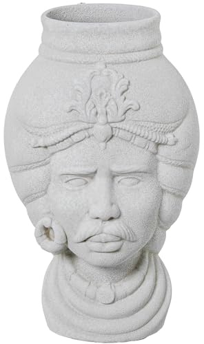 Keramikvase, afrikanische Büste in Weiß, 23 x 23 x 40 cm