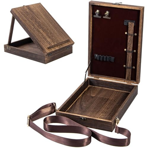 Useekoo Writers Messenger Holzbox mit Scharnierdeckel, Frontverschluss, 33 x 22,9 x 7,1 cm, multifunktional, Retro, handgefertigt, tragbar, Künstler, Werkzeug, Aufbewahrungskoffer, Postbotentasche,