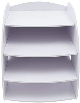 Dokumentenablage PVC Büro Schreibtisch Organizer Briefablage 4 Ablagefächer A4, für Büroschreibtisch Schreibtisch die verwendet Werden können Dokumente, Bücher, Stifthalter 25.2 * 35.6 * 29.3cm Weiß
