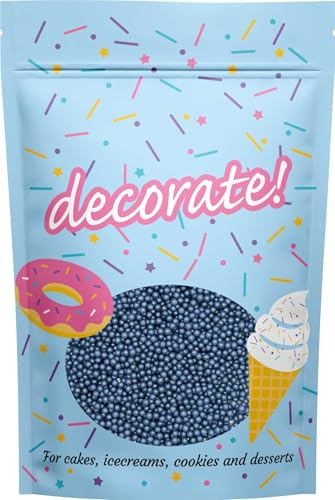 decorate! - Pearls - Shimmer Indigo Blue Cake Topper Sprinkles - 500g Edible 4mm Ball Cupcake/Cake Decorations - For Weddings, Christenings & Mermaid, Bluey and Stitch Themed Parties
