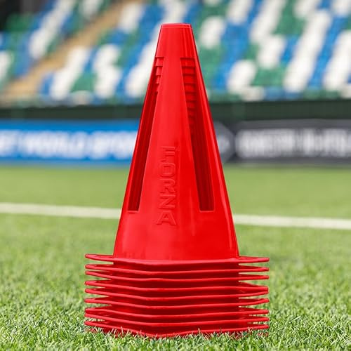 FORZA Flexi-koner [paket om 10] | Ultrahållbara träningskoner för att förbättra och diversifiera träningspass inom flera sporter – finns i 9 livfulla färgalternativ (röd)