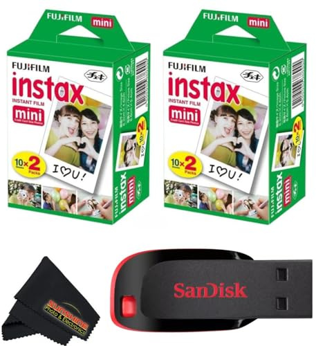 Fujifilm Instax Mini film pour appareil photo instantané - Capturez des souvenirs à tout moment et n'importe où avec un chiffon de nettoyage en microfibre pour photos