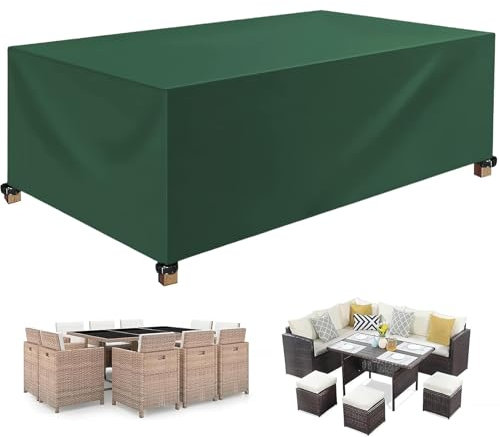 Housse Table de Jardin 180 x 100 x 60 cm Housse de Protection de Jardin, Coupe-Vent, Anti-UV, Au Froid, Housses de Meubles de Jardin, pour Canapé,Chaise,Tables, Vert