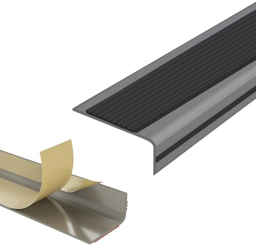 Treppenkantenprofil Selbstklebend PVC Kunststoff Treppen-Kantenschutz, PVC-Kunststoff Antirutsch-Treppenkantenprofil, Gute Flexibilität, Selbstklebend PVC Kunststoff Treppen-Kantenschutz(Grayish black