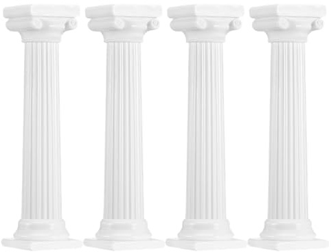 Alipis Roman Cake Pillars Support Rods 4Pcs Gold Coloured Tiered Cake Stand Risers for Wedding Birthday Party Diy Decoration Display