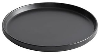 Ensemble d'assiettes plates en céramique blanche légère avec design peu profond pour hôtel et restaurant - Assiettes plates noires de 23 cm pour plats froids