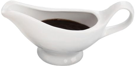 Salsera de cerámica de 8,8 oz, salsera blanca, salsera de Acción de Gracias, con vertidor y asa para servir deliciosas salsas, aderezos y salsas, salsera blanca, salsera de Acción de Gracias, s