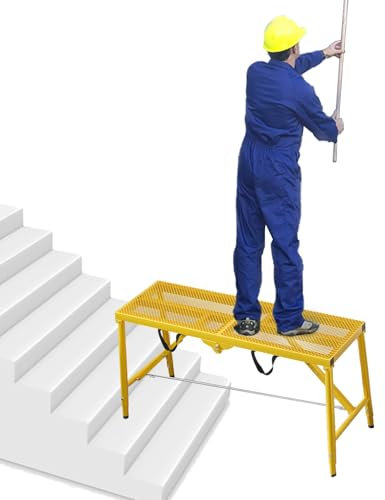 Plataforma de andamio de red antideslizante portátil para escaleras, equipo de construcción, escalera para pintar amarillo estilo 1