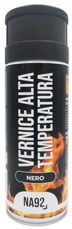 NA92 Vernice Spray Alta Temperatura 400ML Fino a 600° Ideale per Forni, Barbecue, Caminetti, Marmitte, Pinze Freni Auto e Moto - Per uso industriale e fai da te (1, Nero Opaco)