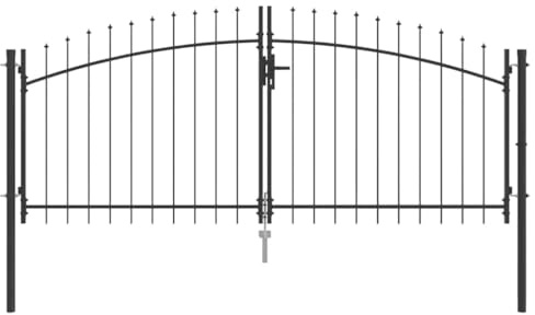 vidaXL Porta da Giardino con Punta a Lancia a Doppio Battente Grigio 3 x 1m | Materiale in Acciaio, Ingresso Moderno, Durevole e Resistente ai Raggi UV. Perfetta per Spazi Esterni Come Terrazze, SIC