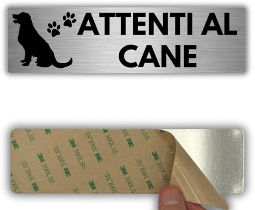 LEIASA | Señal adhesiva «Cuidado con el perro» - 5 x 18 cm - Grosor 0,8 mm - Aluminio - Placa de atención de perro guardián - Señal de precaución de perro - Cartel adhesivo 3M (cartel «Cuidado con el