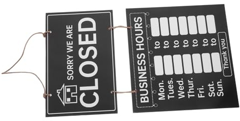 Mikinona Cartel Horario de Negocio Reversible Borrable Señal Vintage para Tienda Accesorio Colgante con Indicación y Cerrada Fácil Instalación para Comercios y Restaurantes