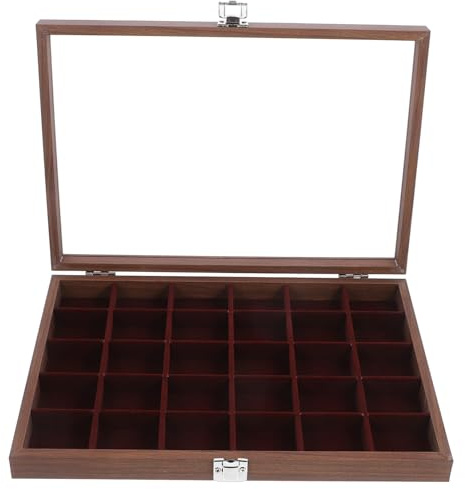 Sosoport Boîte à Thé Compartimentée Cases Effet avec Couvercle Transparent Organisateur de Sachets pour Rangement Compact Cuisine ou Design Élégant