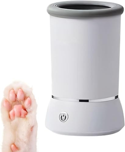 2025 New Automatic Dog Paw Cleaner, Electric Silicone Pet Paw Cleaner Cup USB Charging, Dog Foot Cleaning Machine, Portable Pet Paw Washer and Massager, for Small to Medium Dogs & Cats (White)