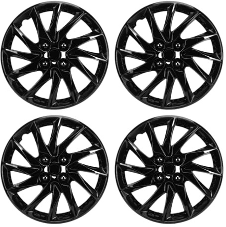 Aramox Enjoliveurs de Roue 15 Pouces, Universel, Noir, Compatible avec t 500 et t 208, Lot de 4, pour Voiture Camion SUV