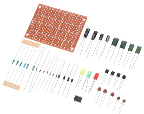 Mikinona Electronics Starter Pack Soldering Practice Kit with Breadboard and Circuit Components for Beginners Interactive DIY Learning and Electronics Skills Training Set