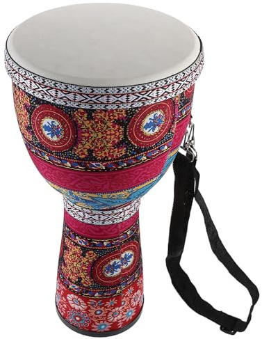 TOYANDONA Tambour Djembé à Main 8,5 Pouces en PVC Léger Peau de Mouton Rouge, Instrument de Percussion Africain pour Garçon et Filles, Musical Éducatif Sangle, pour Style Style Aléatoire