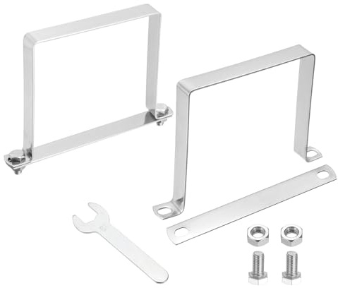 QUARKZMAN 2Pcs Attache en U Pour Tube Carre 120x120mm Support en U | Acier Inoxydable 304 Collier, Serrage Carre avec Plaque de Boulon Ecrous Et Clé pour Tuyaux Barre de Porte Fermee