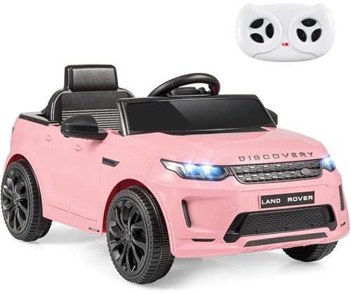 COSTWAY 12V Ride on Car, Licensed Land Rover Discovery Electric Toy Vehicle with Remote Control, LED Lights, Music & Horn, Soft Start Kids Ride on Cars for Boys Girls (Pink)