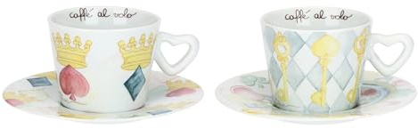 THUN Set 2 Tazze Medie in Porcellana Incanto di Primavera con Piattini, 7x6,5 cm