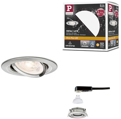 Paulmann LED Einbauleuchte Nova Plus GU10 Flat IP65 93 mm 4,9W 550lm 230V 2700K Eisen gebürstet 92415