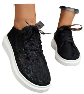 Lace Summer Shoes Women's White Lace Dirndl Shoes Costume Sneaker Bridal Shoes Mesh Breathable Costume Shoes Elegant Wedding Shoes Trainers Flats Bridal Airy Tennis Shoes, O Black, 8 UK