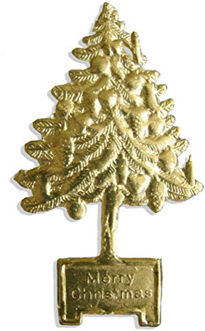 Kunze A068728011 Weihnachtsbaum, 6.5 x 4 cm, 16 Stück, Geprägtes Papier, Gold