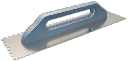 DEWEPRO® Frattazzo Svizzera Dentata, Denti 6 x 6 mm, Spatola Lisciante - Cazzuola Per Intonaco - Acciaio Inossidabile : 480x130mm - Con Manico in Legno