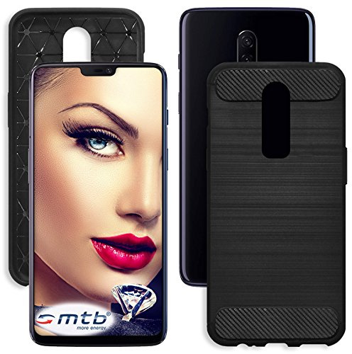 mtb more energy® Schutz-Hülle Carbon für OnePlus 6 (6.28'') - Schwarz - flexibel - TPU Case Cover Tasche