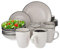 Van Well Service combiné Campo crème pour 6 personnes I Service de table crème mat avec bord noir I Tasses, assiettes creuses, assiettes à gâteau, assiettes plates I Service de table coloré en